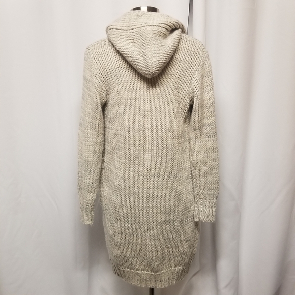 Vintage POL Chunky Knit Long Duster Gray Open Cardigan Sweater Woman's M - Picture 2 of 6